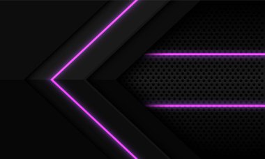 Soyut pembe ışık gri siyah metalik ok yönü geometrik şekil ile daire örgüsü boş uzay tasarımı modern fütüristik arkaplan vektörü