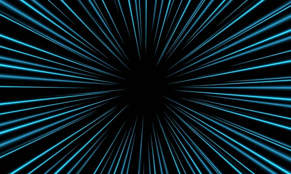 Abstrakte Blaue Zoomgeschwindigkeit Licht Auf Schwarzem Design Moderne Futuristische Technologie — Stockvektor