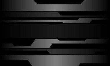 Soyut gri metalik siyah siber fütüristik teknoloji geometrik tasarım modern arkaplan vektörü 