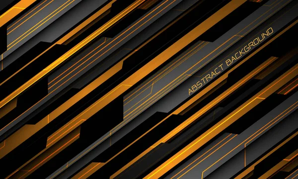 Abstract Geel Licht Zilver Grijs Metaal Zwart Cyber Futuristische Technologie — Stockvector