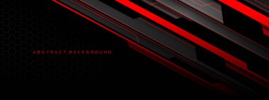 Soyut kırmızı gri metal siyah siber fütüristik teknoloji geometrik on altıgen ağ tasarımı modern arkaplan vektörü