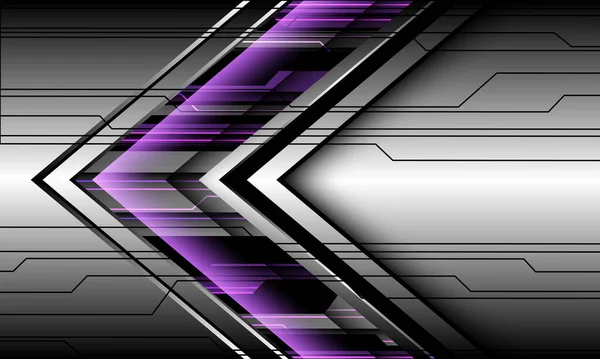 Abstract Purple Silver Metal Black Cyber Arrow Direction Futuristic Technology — Vettoriale Stock