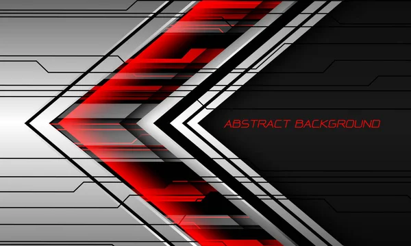 Abstract Red Silver Grey Metal Black Cyber Arrow Direction Speed — Stockvektor