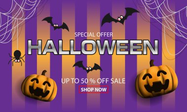 Happy Halloween sale banners night party invitation background vector