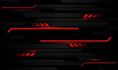 Abstract technology red light black circuit cyber futuristic grey metallic design modern background vector