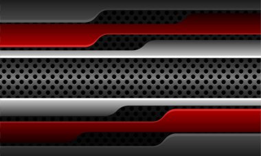 Abstract red white grey geometric on metallic circle mesh design modern luxury futuristic background vector