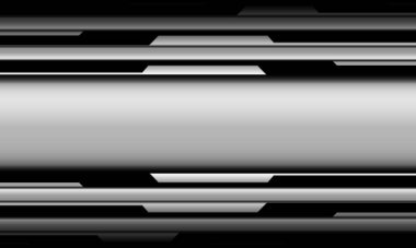 Boş uzay tasarımı ile soyut gümüş sancak siyah siber geometrik modern teknoloji fütüristik arkaplan vektörü