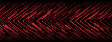 Soyut kırmızı devre siber siyah ok yönü geometrik teknoloji tasarımı fütüristik arkaplan vektörü