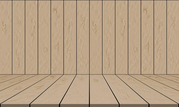 Marrón Madera Habitación Blanco Pared Piso Etapa Fondo Vector — Archivo Imágenes Vectoriales