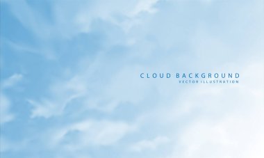 Gerçekçi büyük mavi bulutlar duman beyaz boşluk arkaplan vektörü 