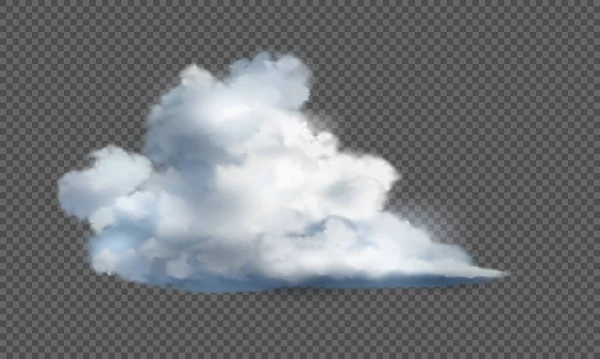 Realistic Big White Cloud Fog Smoke Grey Checkered Background Vector — Stock Vector