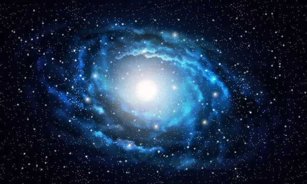 Ruimte Achtergrond Realistisch Blauw Nevel Stralende Sterren Kosmos Sterrenstof Melkweg — Stockvector