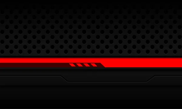Абстрактная Красная Черная Линия Кибергеометрической Линии Сером Круге Металлический Дизайн — стоковый вектор