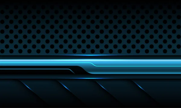 Abstrato Azul Preto Linha Cibergeométrica Escuro Círculo Malha Metálico Design — Vetor de Stock