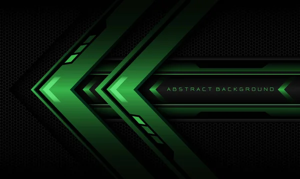 Abstract Green Arrow Black Cyber Geometric Line Banner Black Hexagon — Stock Vector