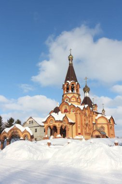 Srostki 'deki Büyük Şehit Catherine Kilisesi. Altai Bölgesi 'nin Biysk bölgesi. Rusya