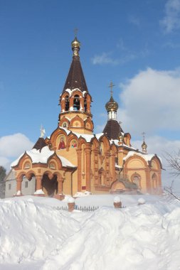 Srostki 'deki Büyük Şehit Catherine Kilisesi. Altai Bölgesi 'nin Biysk bölgesi. Rusya