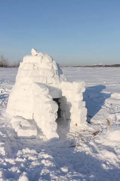 Igloo Pie Sobre Una Nieve Invierno Novosibirsk Rusia — Foto de Stock