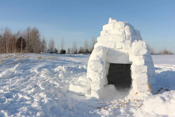 Igloo Debout Sur Une Neige Hiver Novossibirsk Russie — Photo