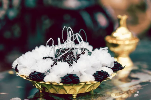 Las Medallas Para Altar Estaban Envueltas Papel Morera Blanco Negro — Foto de Stock