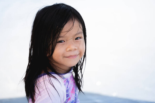 Portrait Image Child Years Old Positive Smiling Little Girl Looking Stock Picture