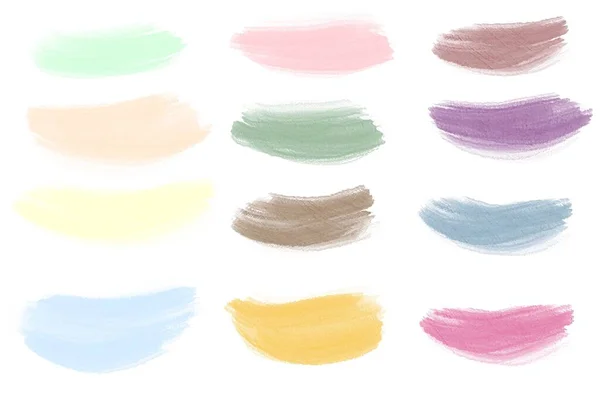 Pastel Paintbrush Set Brush Label Strokes Templates Grunge Design Elements — Stok fotoğraf