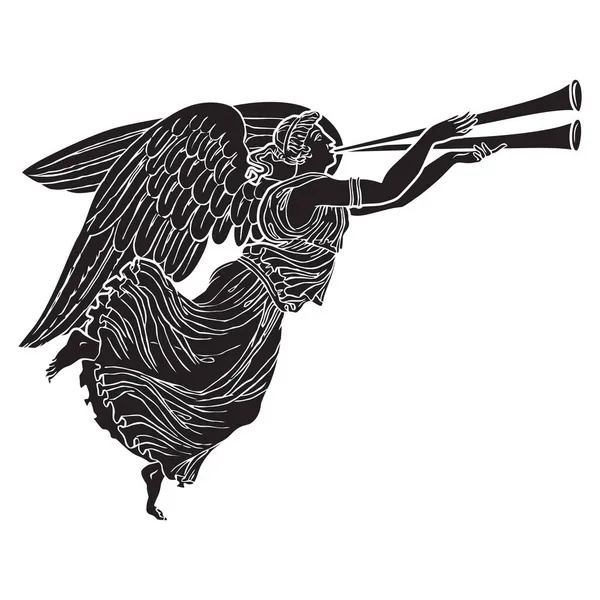 Antike Griechische Geflügelte Göttin Silhouette Illustration Vektor Isoliert Antike Engel — Stockvektor