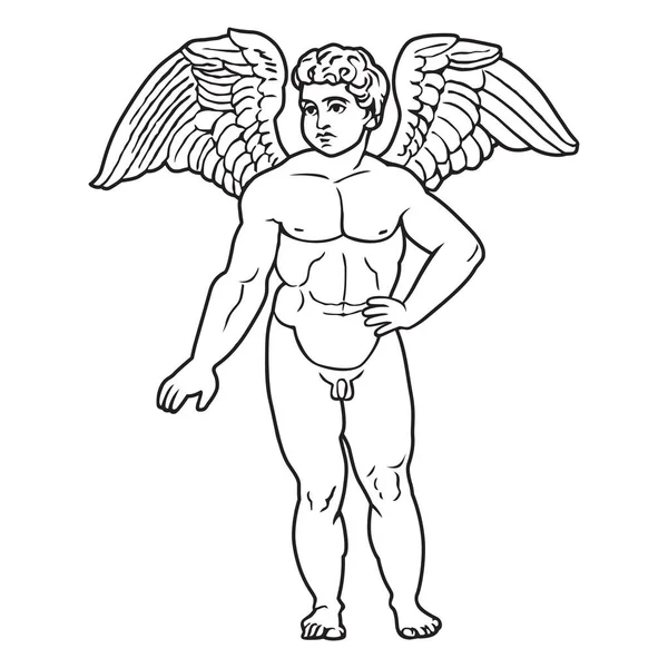 Ilustración Antigua Diosa Alada Cupido Griego Vector Aislado Ángel Antiguo — Archivo Imágenes Vectoriales