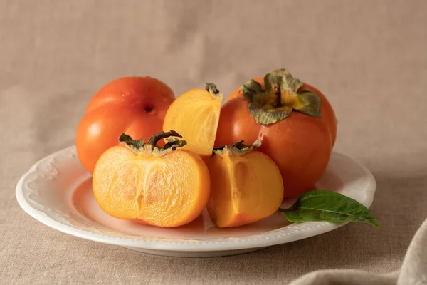 Persimmons Plate — Stock Photo, Image