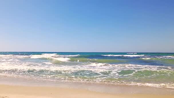 Spokojne Morze Piaszczystej Plaży Zwolnionym Tempie Wyspie Kos Grecja — Wideo stockowe