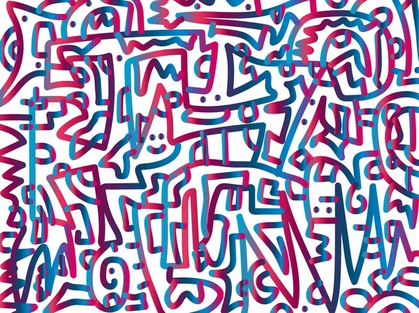 Kolorowa Abstrakcyjna Ilustracja Składająca Się Zakrzywionych Zakrzywionych Linii Przypominających Bazgroły — Zdjęcie stockowe