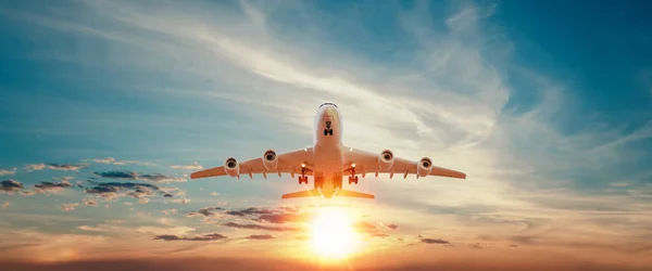 Avión Flotando Cielo Preparándose Para Aterrizar Estación Renderizado Ilustración — Foto de Stock