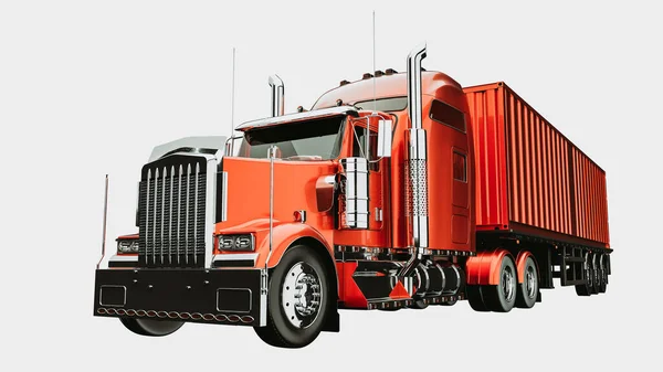 Rode Truck Een Witte Achtergrond Weergave Illustratie — Stockfoto