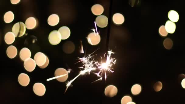 Feliz Ano Novo Feliz Natal Conceito Belo Fogo Artifício Chamas — Vídeo de Stock