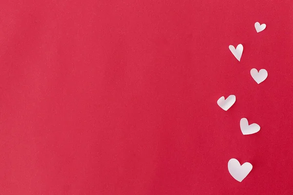 Червоному Фоні Розкинулися Стилістичні Серця Простором Тексту Днем Святого Валентина — стокове фото