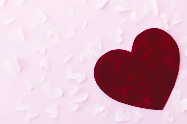 Стильные Валентинки Плоские Лежали Розовом Фоне Днем Святого Валентина Шаблон — стоковое фото