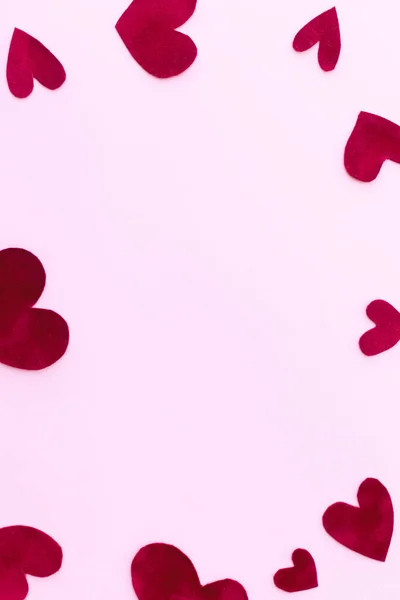 Стильные Валентинки Плоские Лежали Розовом Фоне Пространством Текста Шаблон Открытки — стоковое фото