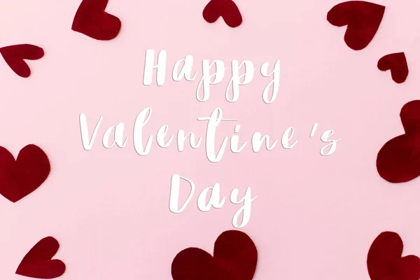 Happy Valentine Day Texte Sur Les Coeurs Rouges Élégants Sur — Photo