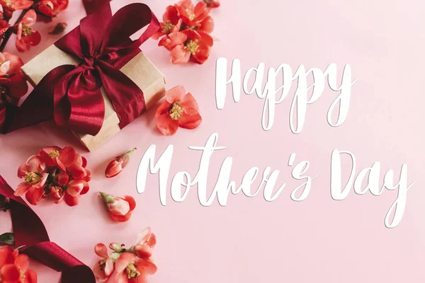 Glücklicher Muttertag Happy Mother Day Text Und Geschenkbox Mit Roten — Stockfoto