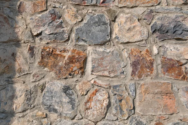 天然石材的质地 一堵用大石头砌成的墙 — 图库照片