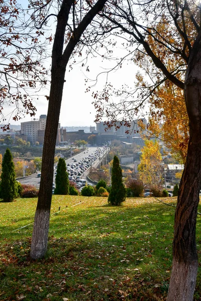 Şehir manzarası. Köprü manzarası. 10 Kasım 2021, Erivan, Ermenistan.