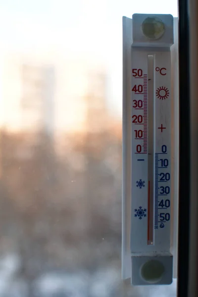 Room Thermometer Shows Temperature Degrees Celsius — Zdjęcie stockowe