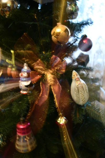 Esboço Natal Borrado Desfocado Fundo Árvore Natal Imagens Desfocadas Brinquedos — Fotografia de Stock