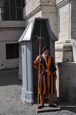 Vatikan 'ın güvenliği. Görevli İsviçreli gardiyanlar. 14 Haziran 2019. Vatikan. İtalya.