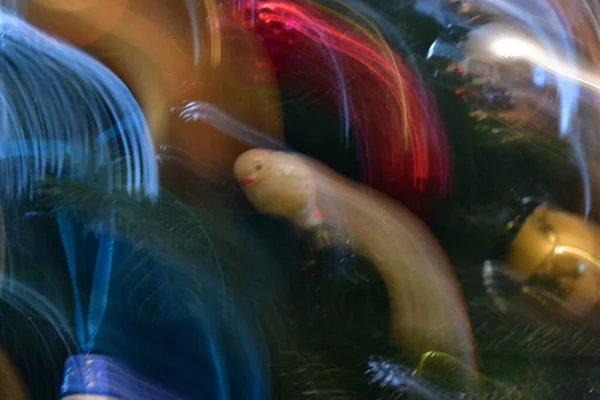 Abstraktes Weihnachtsfoto Bunte Flecken Auf Weihnachtsspielzeug Bokeh — Stockfoto