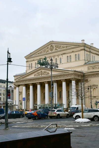 Vue Bâtiment Théâtre Bolchoï Moscou Jour Hiver Nuageux Février 2022 — Photo