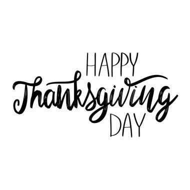 Beyaz arka planda izole edilmiş Şükran Günü harf dizaynınız kutlu olsun. Sezonluk kartpostal, poster, kart ya da afiş için el yazısı alıntısı. El çizimi metin. Vektör illüstrasyonu