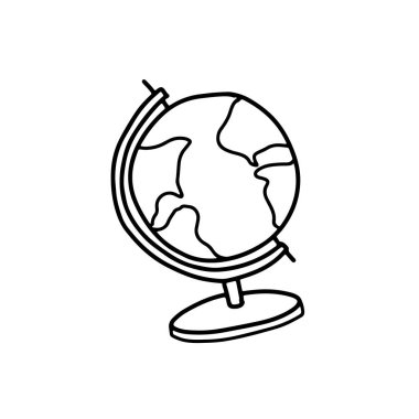 Globe earth vector doodle icon. Hand drawn world logo. Pictogram isolated on white background. Geography symbol. Vector illustration. vector