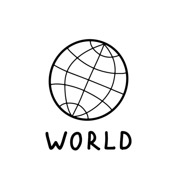 Ikona Vektoru Země Ručně Kreslené Světové Logo Piktogram Izolovaný Bílém — Stockový vektor