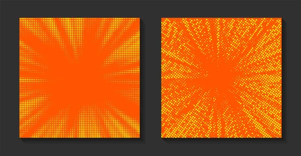 Pop art bande dessinée fond de soleil. Rayons rétro, rayons de soleil lumineux à pois. — Image vectorielle